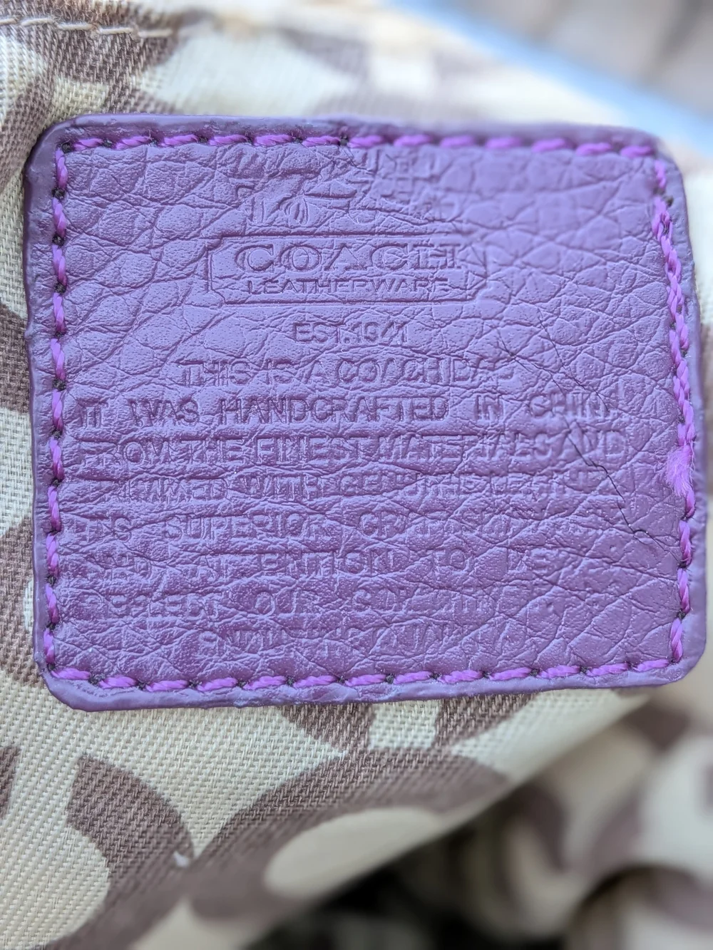 Vintage Coach Penelope Signature Shoulder Bag Plum Purple Khaki Canvas 14422